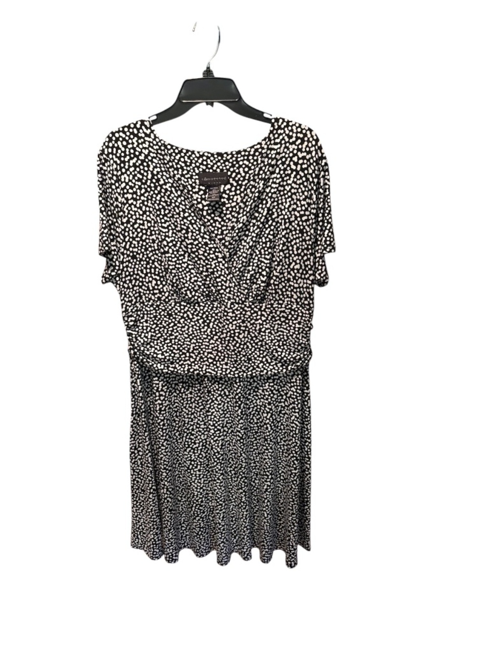 Connected Women Surplice Neckline Draped Waist Polka Dot Short Sleeve Dress 16W